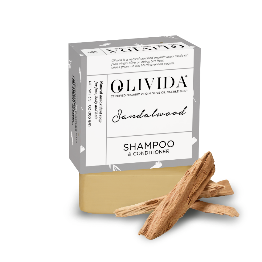 En smule kløft En nat Olivida – Sandalwood Shampoo & Conditioner Bar Soap